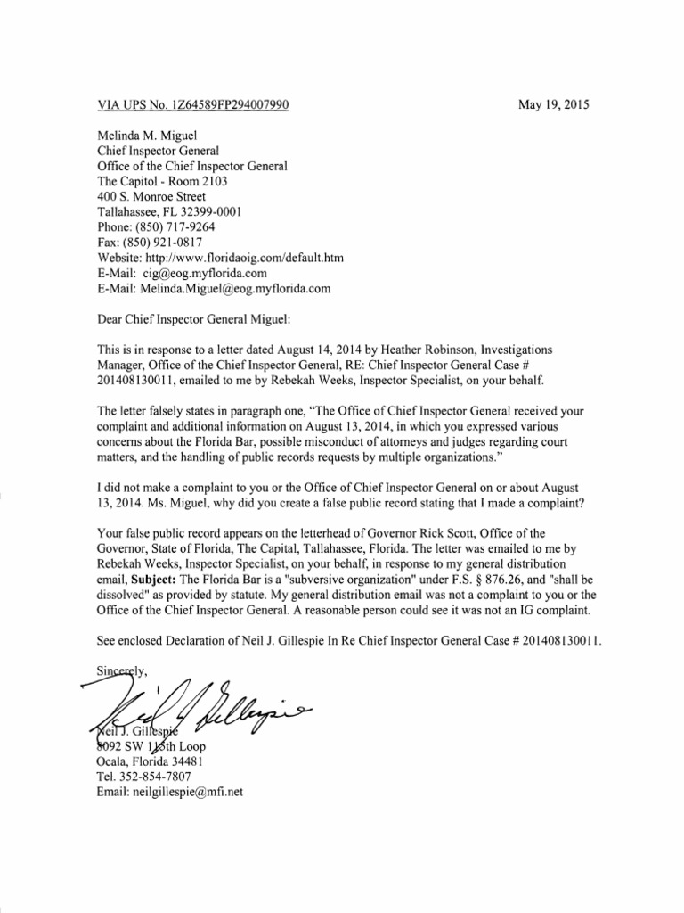 Letter and Declaration To Chief Inspector General Miguel | PDF | Oath ...