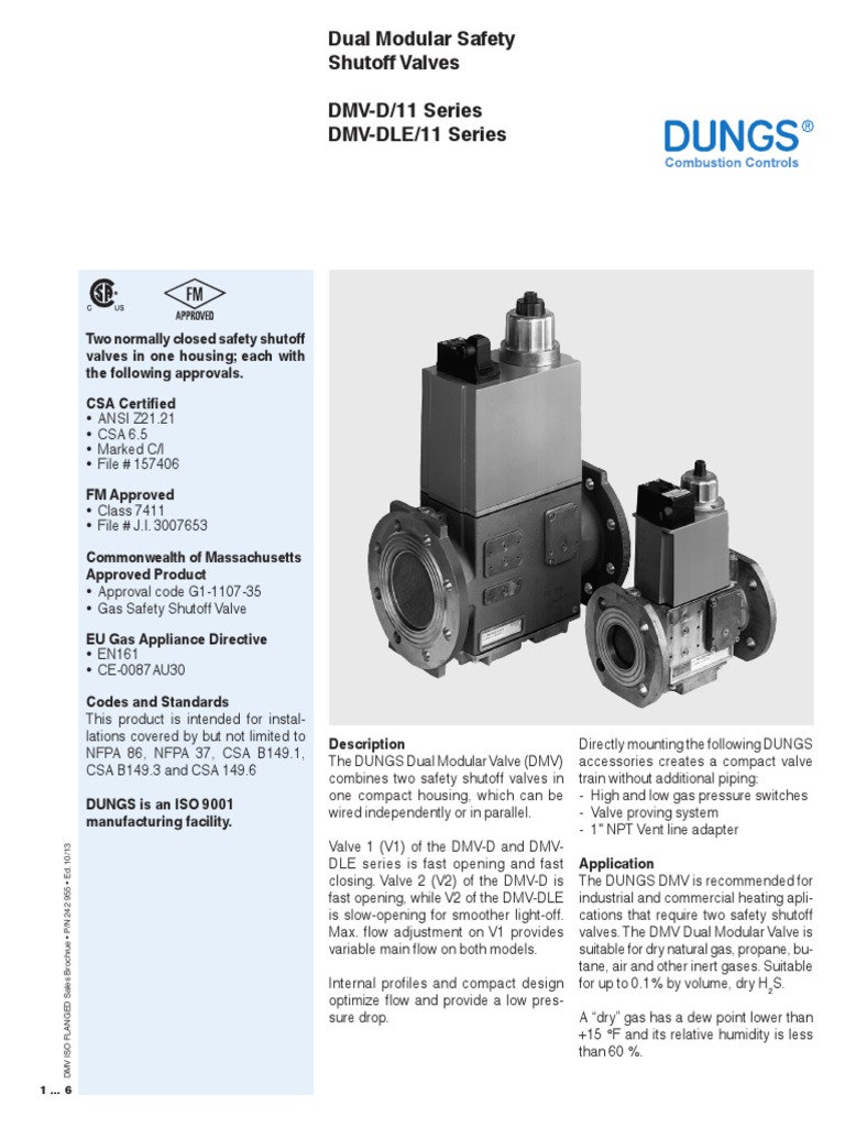 DUNGS DMV-D/11 Dual Safety Shutoff Valves | PDF | Valve | Propane