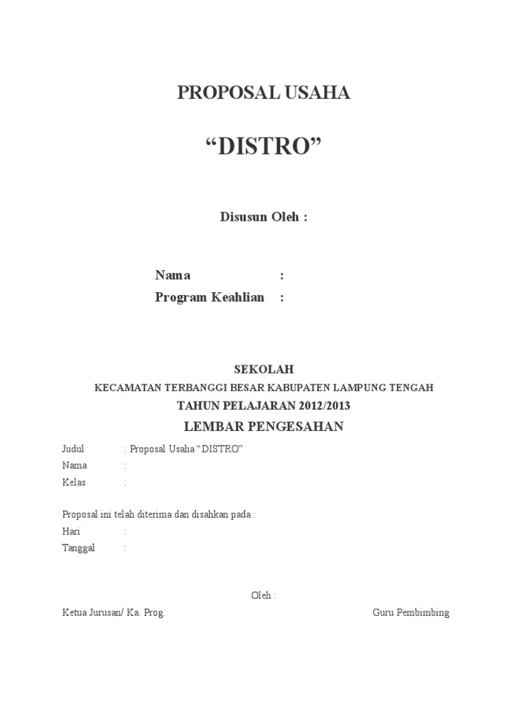 Proposal Usaha Distro