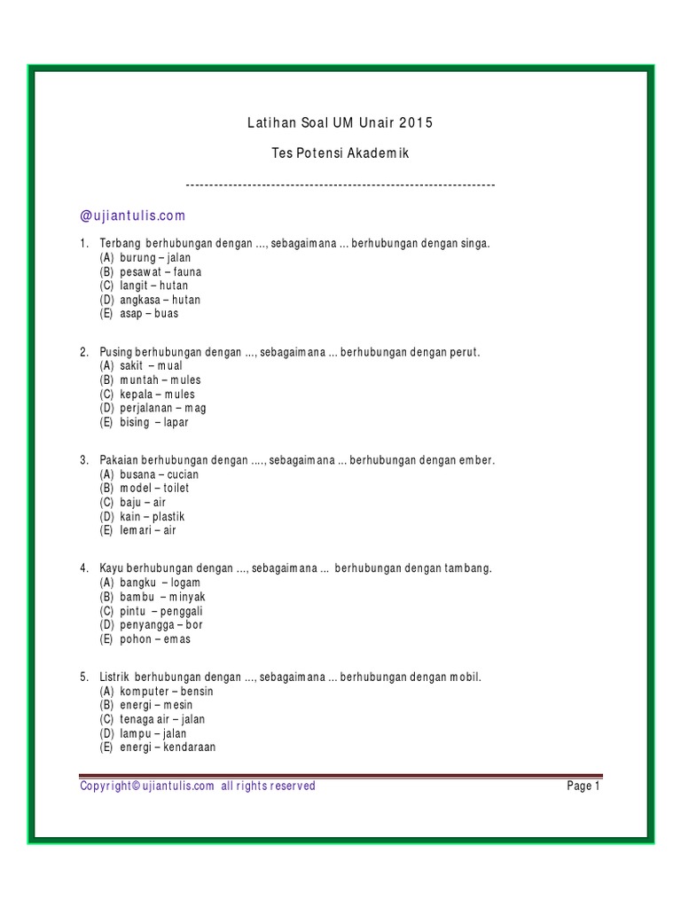 Materi Soal Tes Mandiri