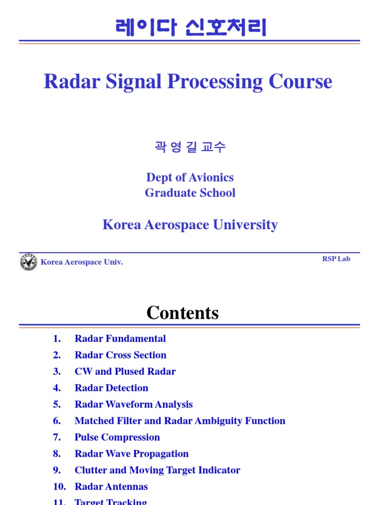 Radar Signal Processing Overview | PDF | Doppler Effect | Microwave ...