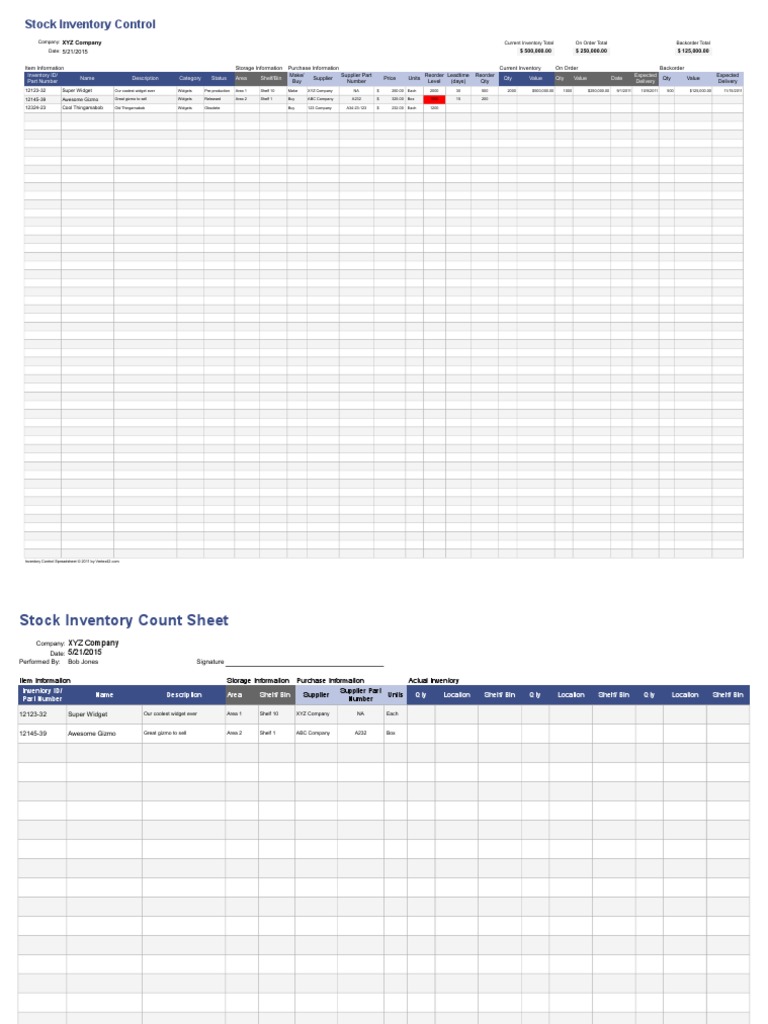 Stock Inventory Control Template | PDF | Inventory | Copyright