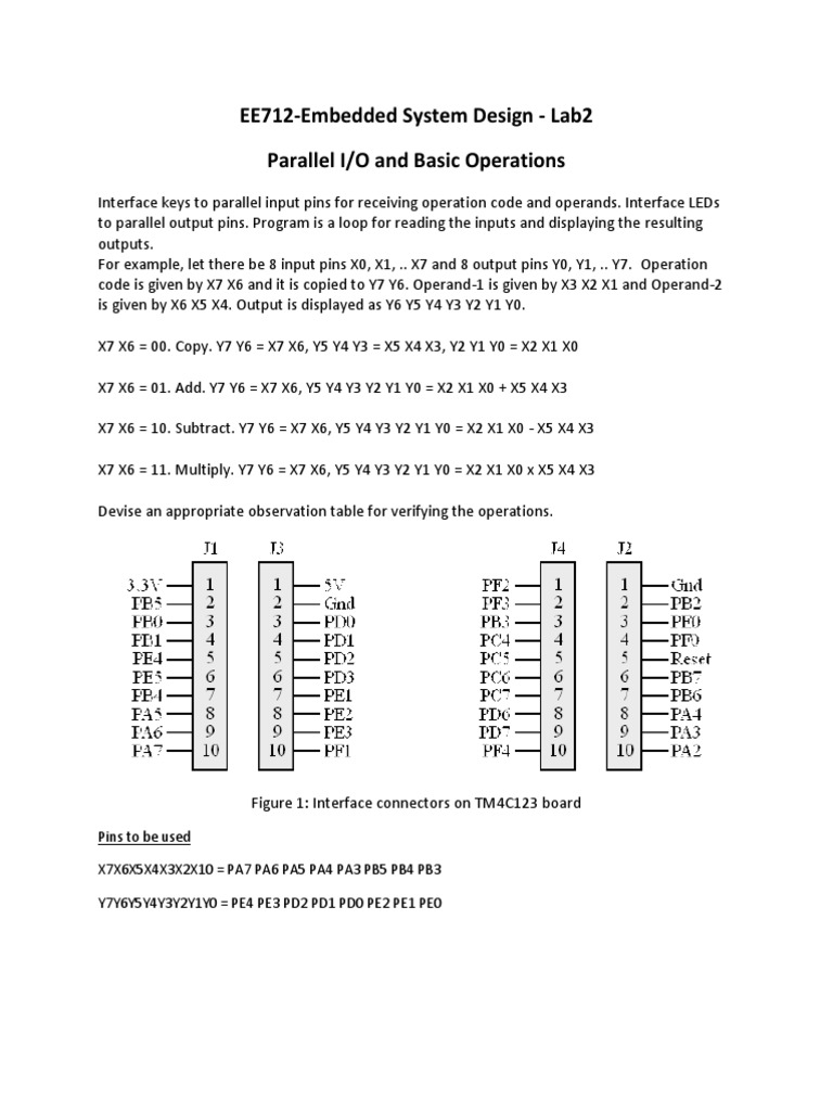 Parallel I/O Operations in EE712 Lab | PDF | Microcontroller | Input/Output