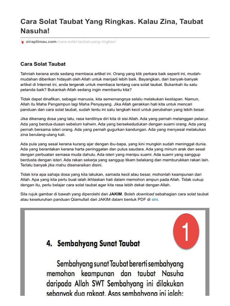 Cara Solat Taubat Yang Ringkas Kalau Zina Taubat Nasuha Pdf
