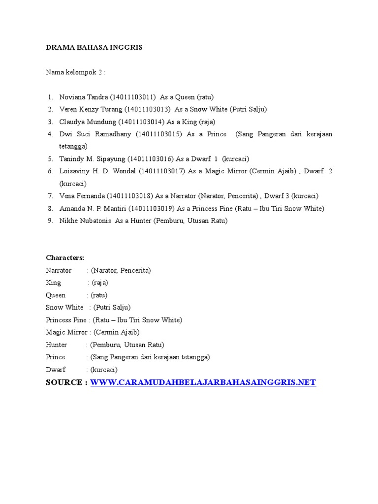 Naskah Drama Snow White Snow White Dwarf Dungeons Dragons