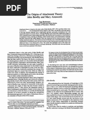 The Origins Of Attachment Theory John Bowlby And Mary - 