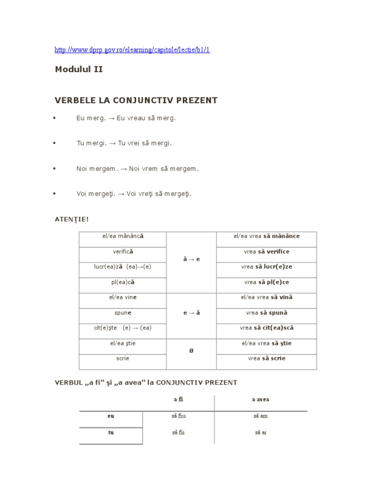 Verbele La Conjunctiv Prezent | PDF