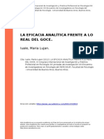 La Eficacia Analítica Frente A Lo Real Del Goce