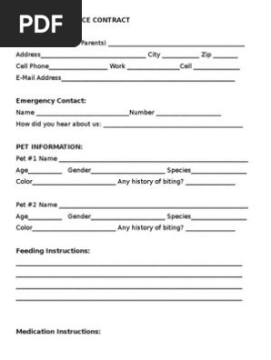 pet sitting service contract