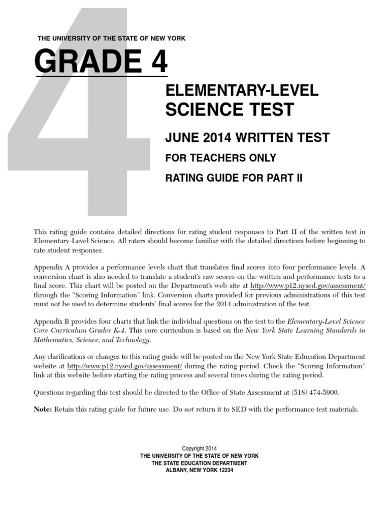 Grade 4 Science Test  Teaching Mathematics  Curriculum