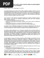 Le Comité Des Nations Unies Contre La Torture Réitère Sa Préoccupation Concernant La Torture en Colombie