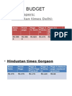 Budget: Newspapers: Hindustan Times Delhi