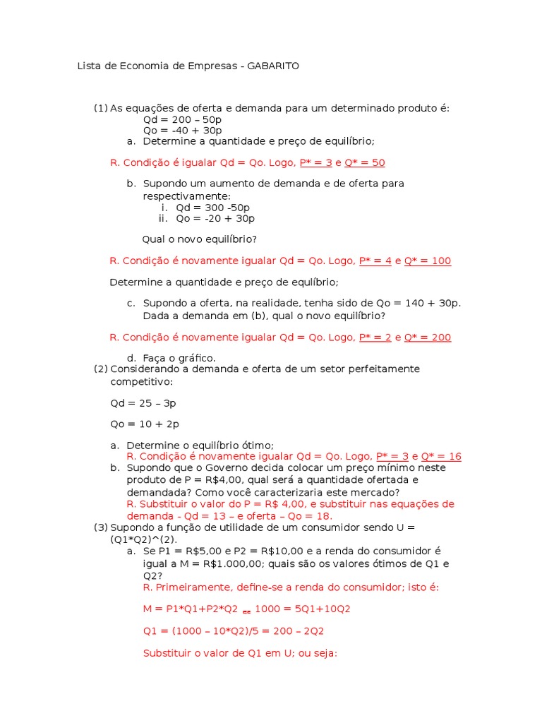 Equilíbrio de Oferta e Demanda na Economia | PDF | Demanda | Equilíbrio ...