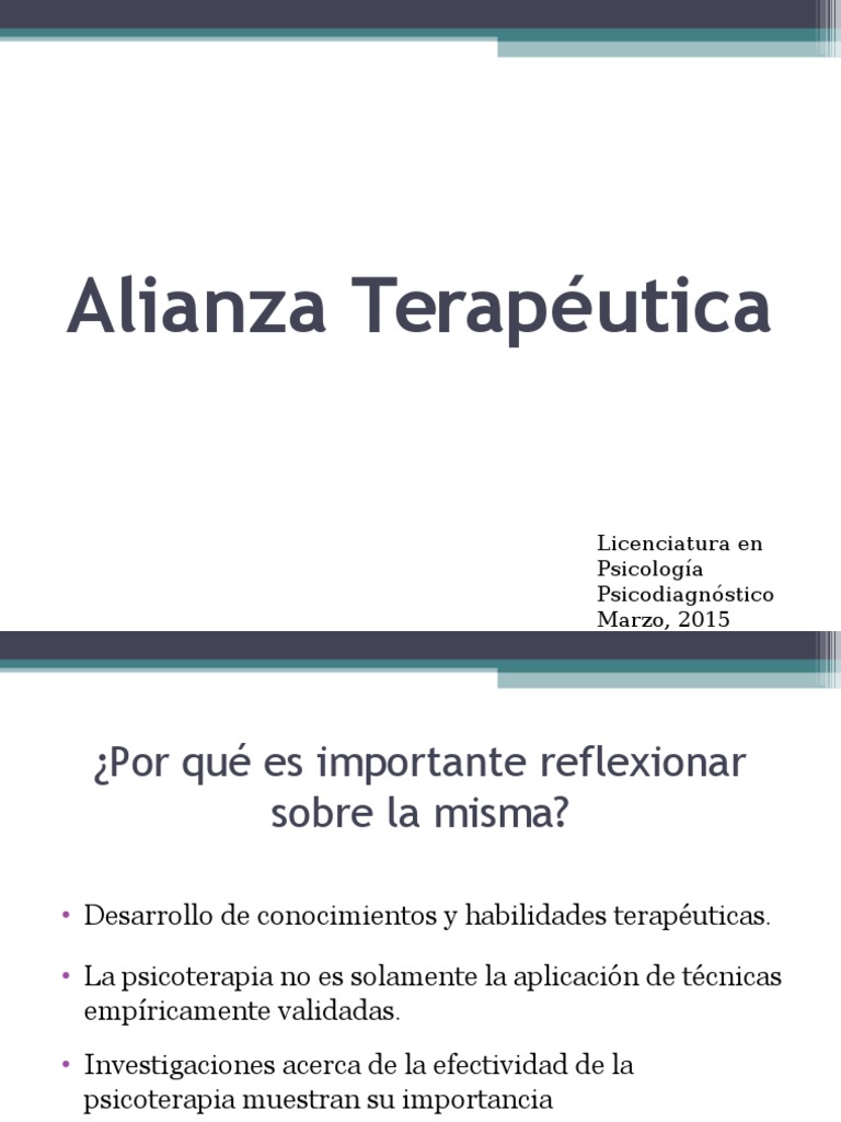 Alianza de Trabajo y Contrato de Trabajo PDF Psicoterapia Acción