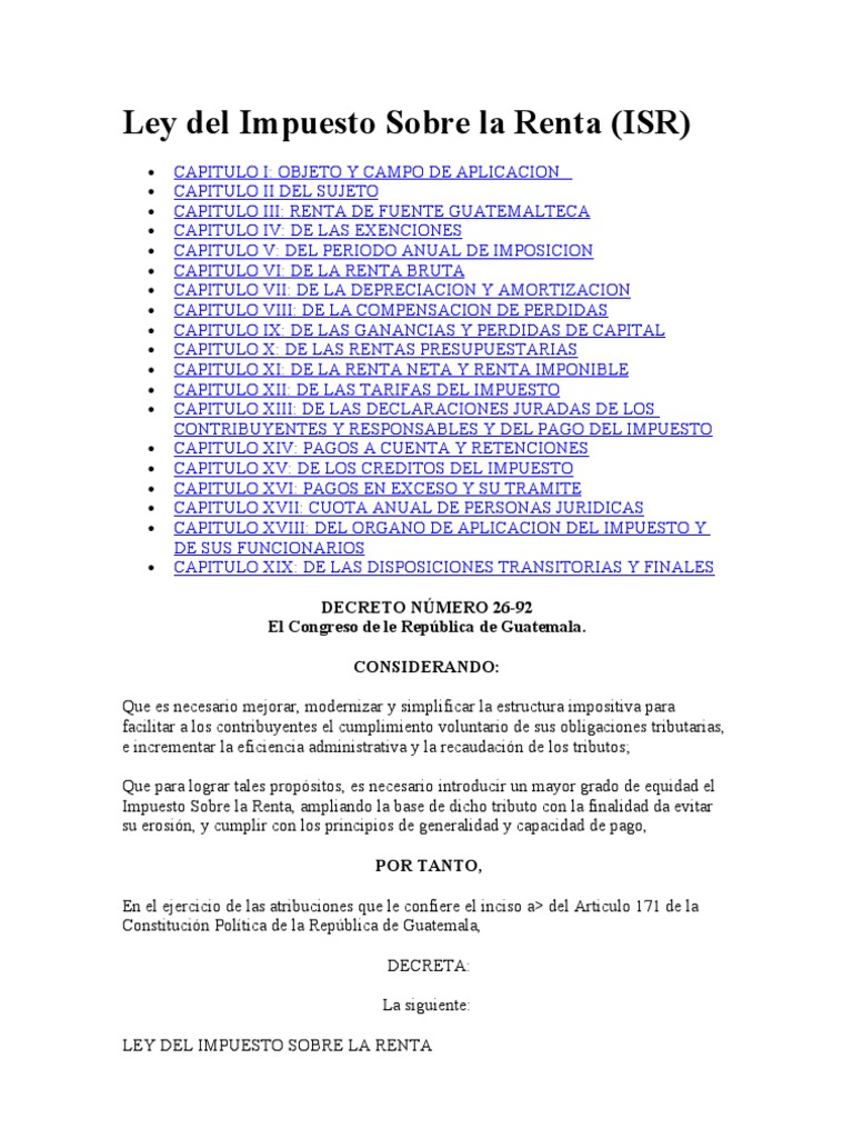Ley Del Impuesto Sobre La Renta | Depreciación | Amortización (Negocios)