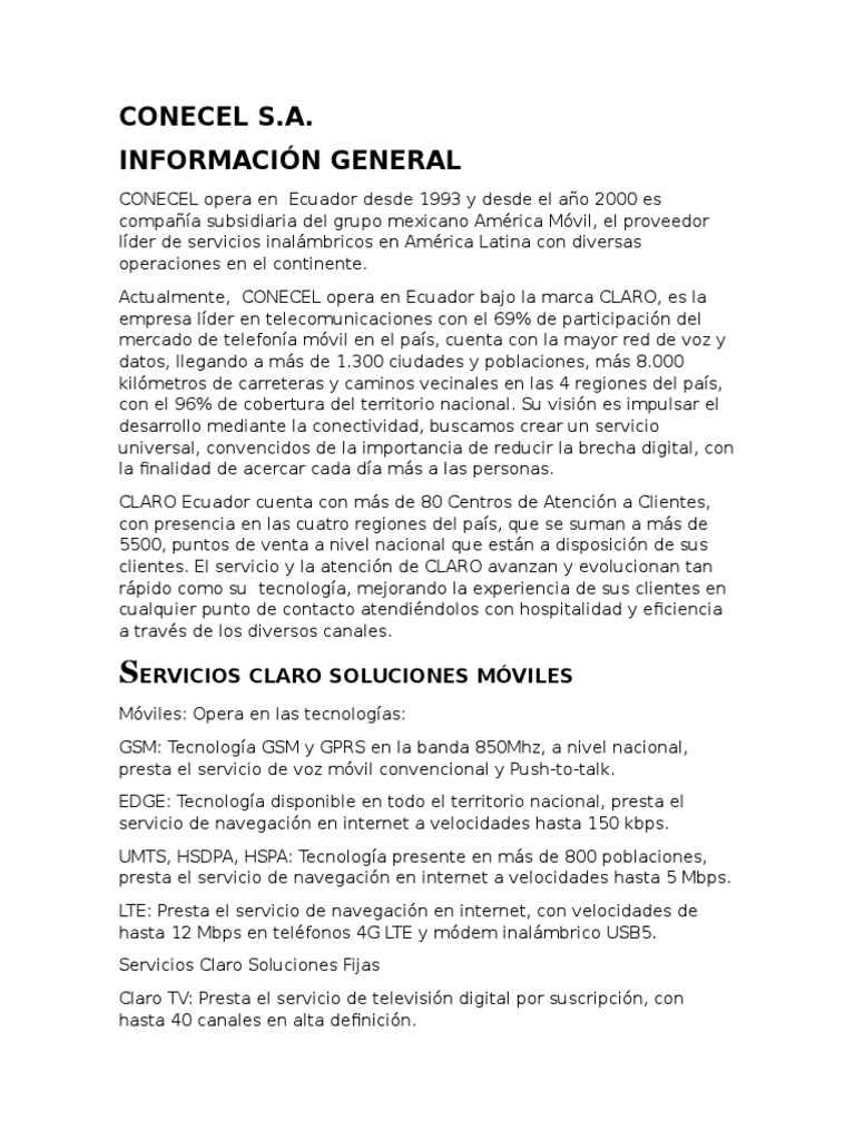 Conecel S | Descargar gratis PDF | Telecomunicaciones | Tecnología digital