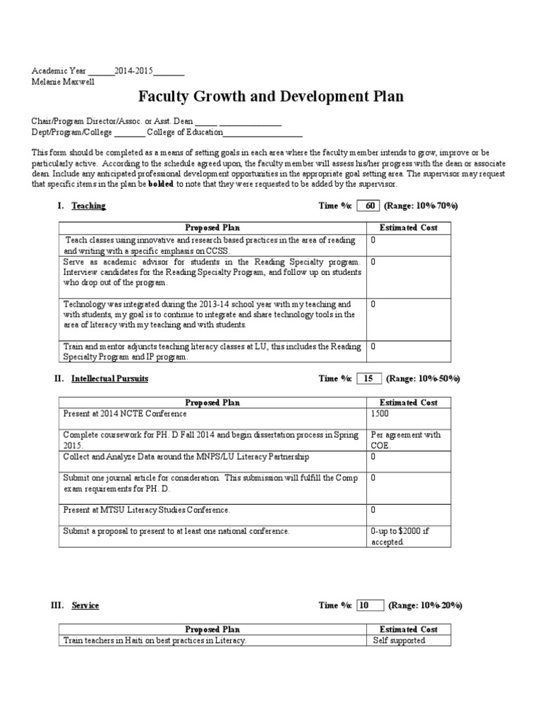 Faculty Development Plan 2014-2015 | PDF | Textbook | Literacy