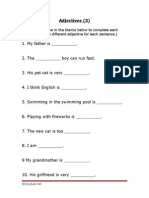 Adjectives worksheet with 10 sentences