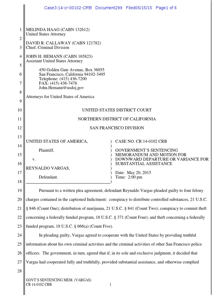 U.S. v. Reynaldo Vargas Government's Sentencing Memorandum United