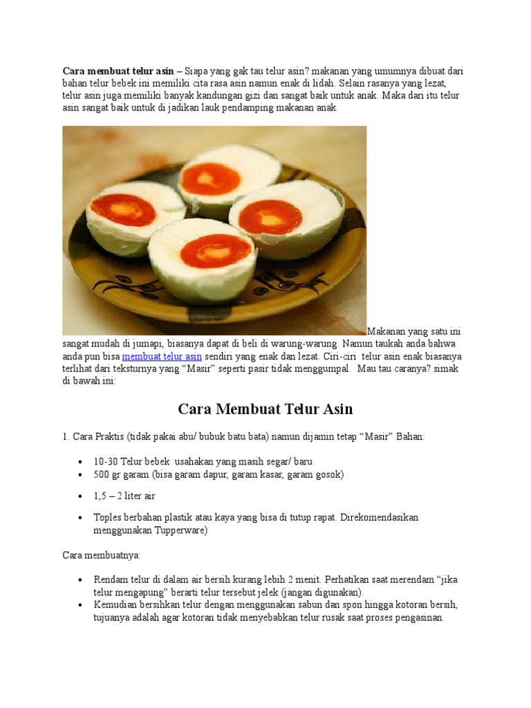 Cara Membuat Telur Asin | PDF