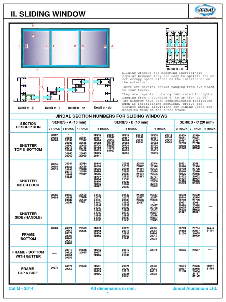 Jindal Sliding Window Sections Architectural Elements Building