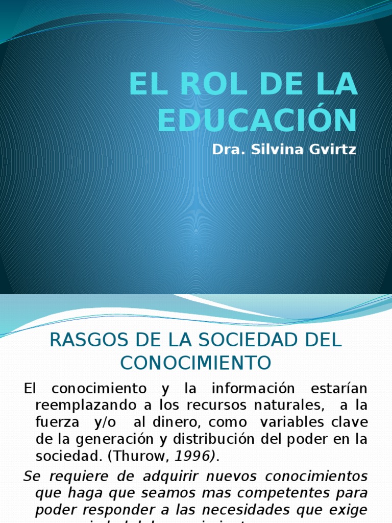 El Rol de La Educación | PDF | Conocimiento | Sociedad