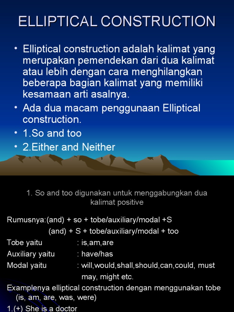 Elliptical Construction Language Mechanics Cognitive Science