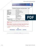 Application For Combined Graduate Level Examination - 2015: SSC - Registration Slip