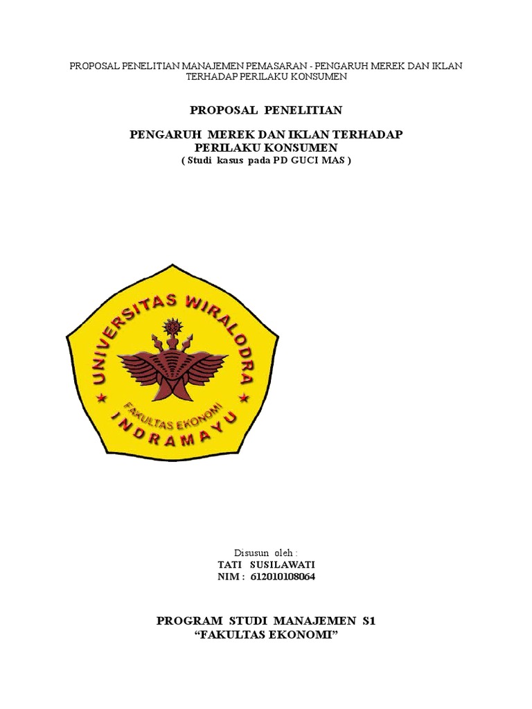 Proposal Penelitian Manajemen Pemasaran