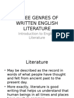 Three Genres of Written English Literature