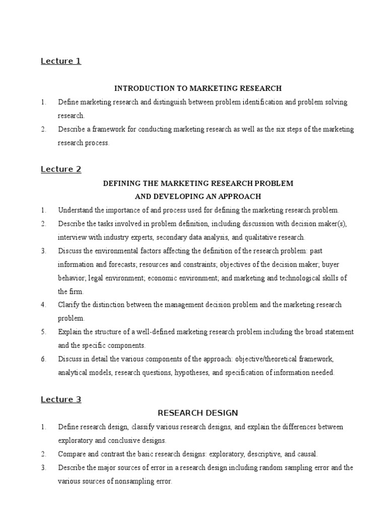 Marketing research report outline picture