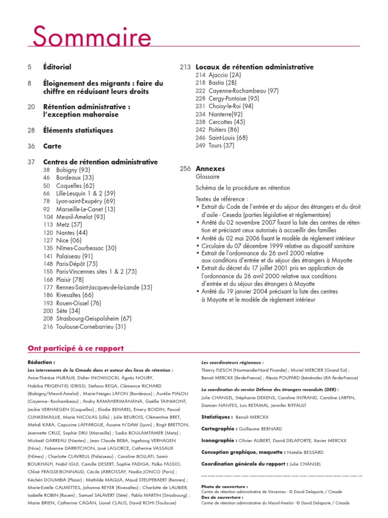 Rapport Cimade 2008 Centre De Retention France