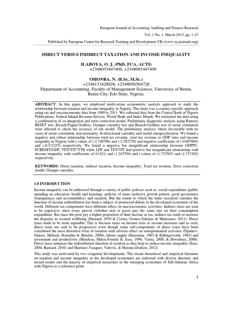 Taxation and Income Inequality in Nigeria | PDF | Progressive Tax ...