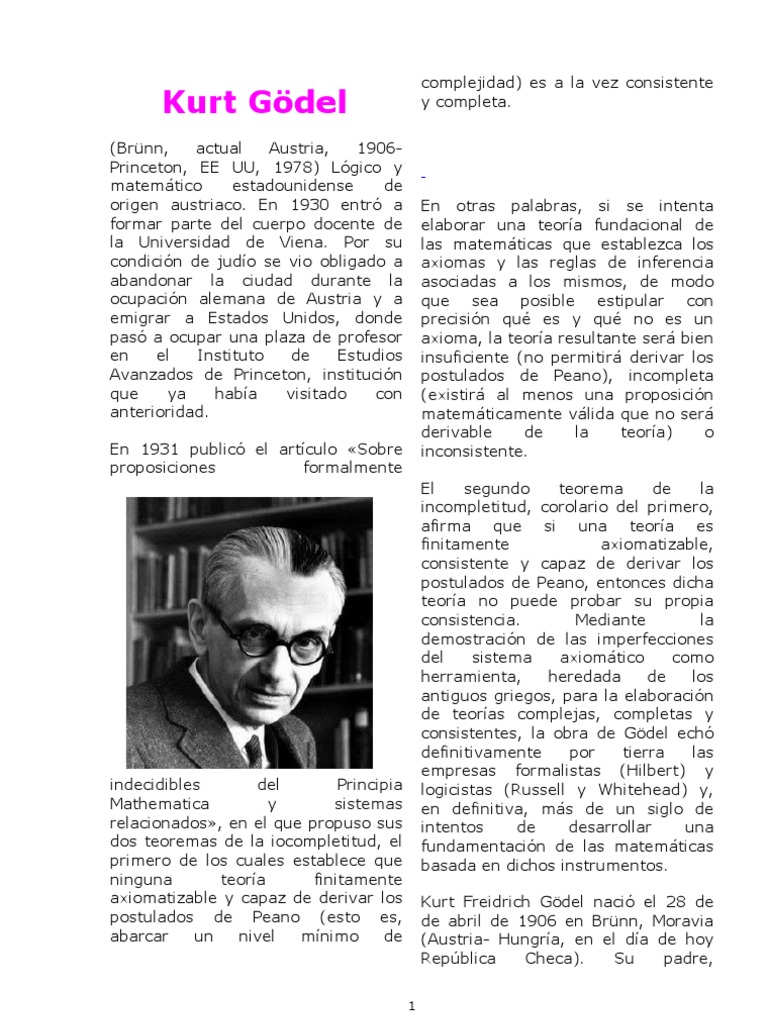 Kurt Gödel | PDF | Axioma | Prueba matemática