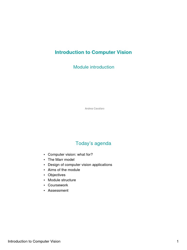 Intro To COMPUTER VISION | PDF | Computer Vision | Visual Perception