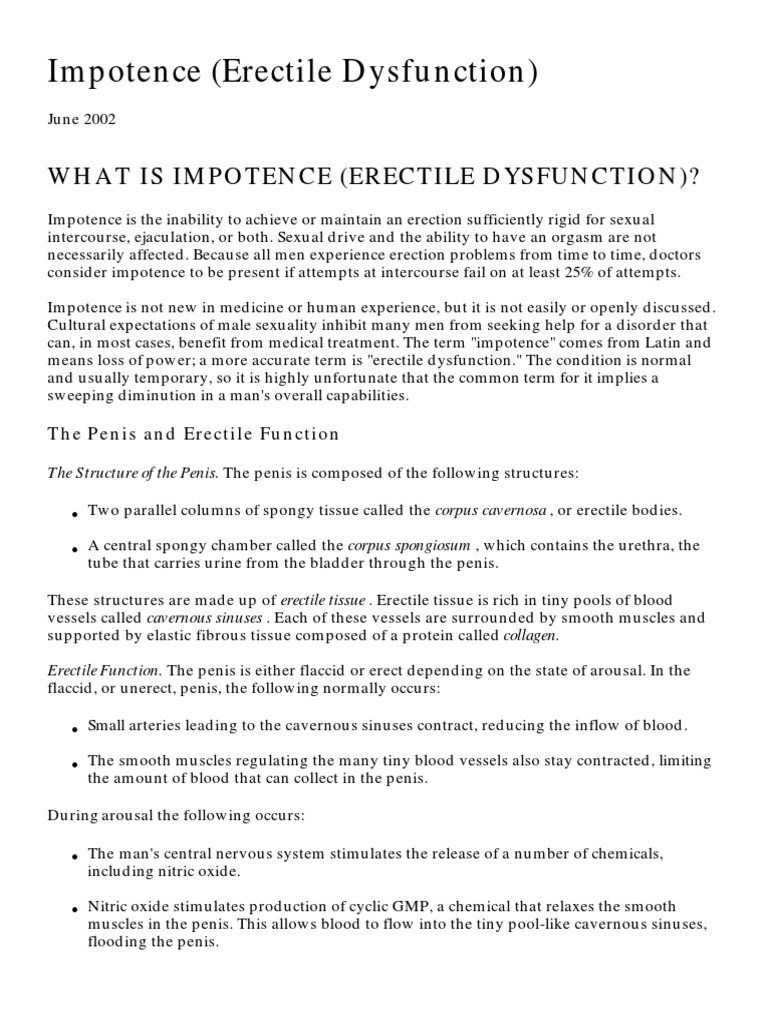Impotence (Erectile Dysfunction) | PDF | Erectile Dysfunction ...