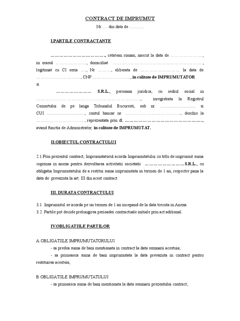 Contract de Imprumut Model | PDF
