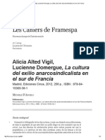 Alicia Alted Vigil, Lucienne Domergue, La Cultura Del Exilio Anarcosindicalista en El Sur de Francia