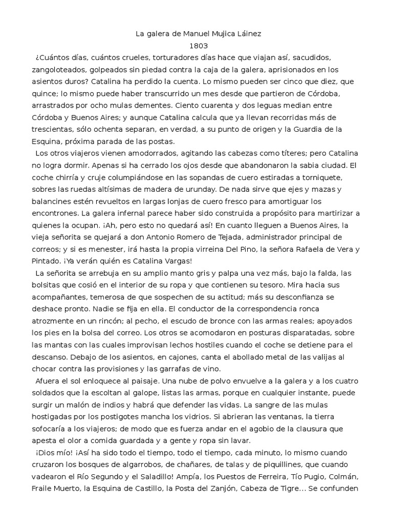 La Galera De Manuel Mujica Láinez Pdf Narración Cuentos