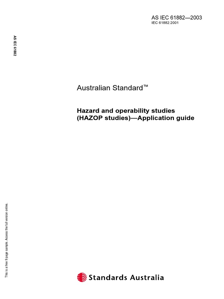 IEC 61882, Hazard and Operability Studies (HAZOP Studies) - Application ...
