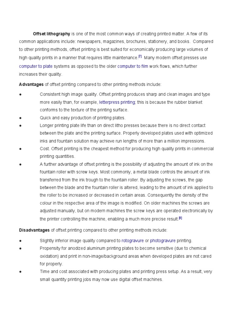 Overview of Offset Lithography Process | PDF | Art | Computers