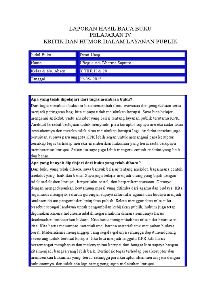 Laporan Hasil Baca Buku