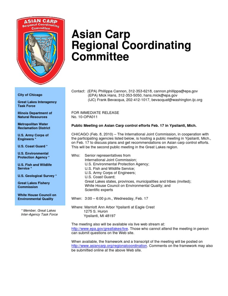 Asian Carp Control Meeting in Ypsilanti | PDF | Great Lakes | United ...