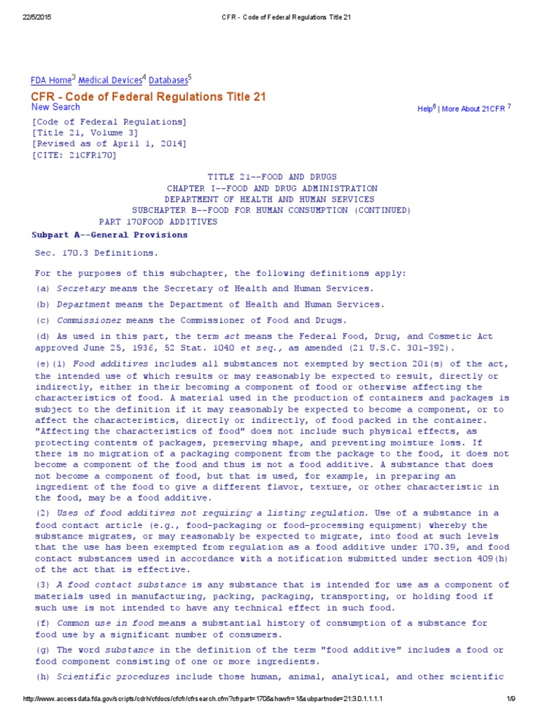 Code of federal regulations title 21 fruit preserves salad