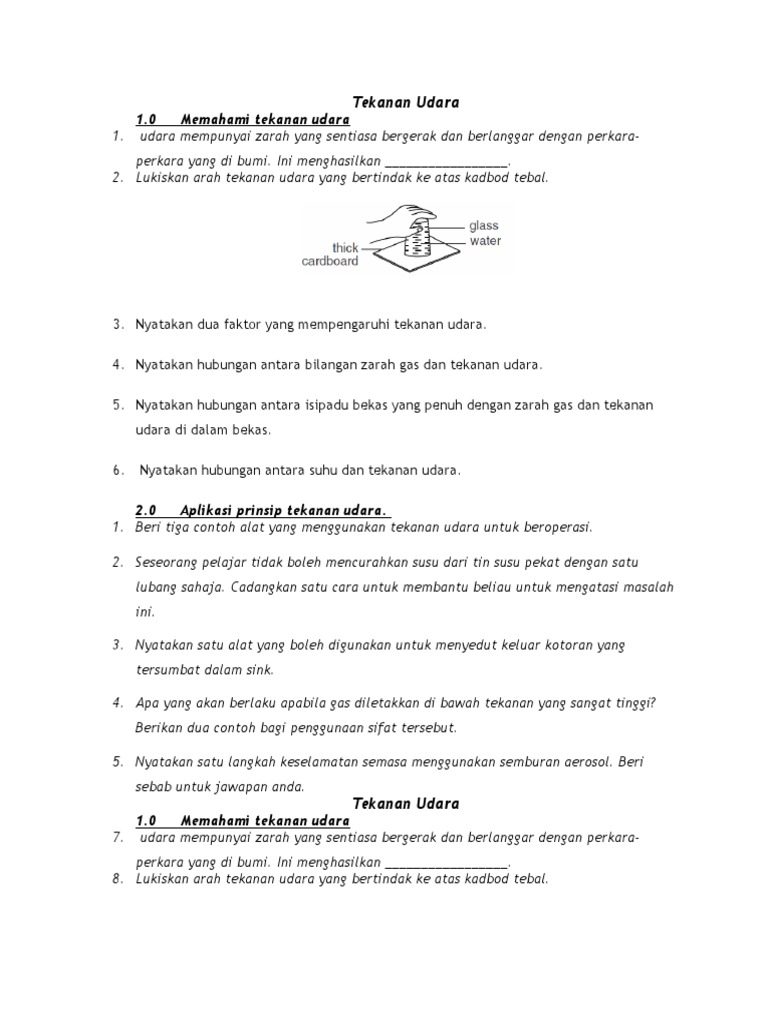 Ujian Formatif SAINS Tingkatan 2 Tekanan Udara