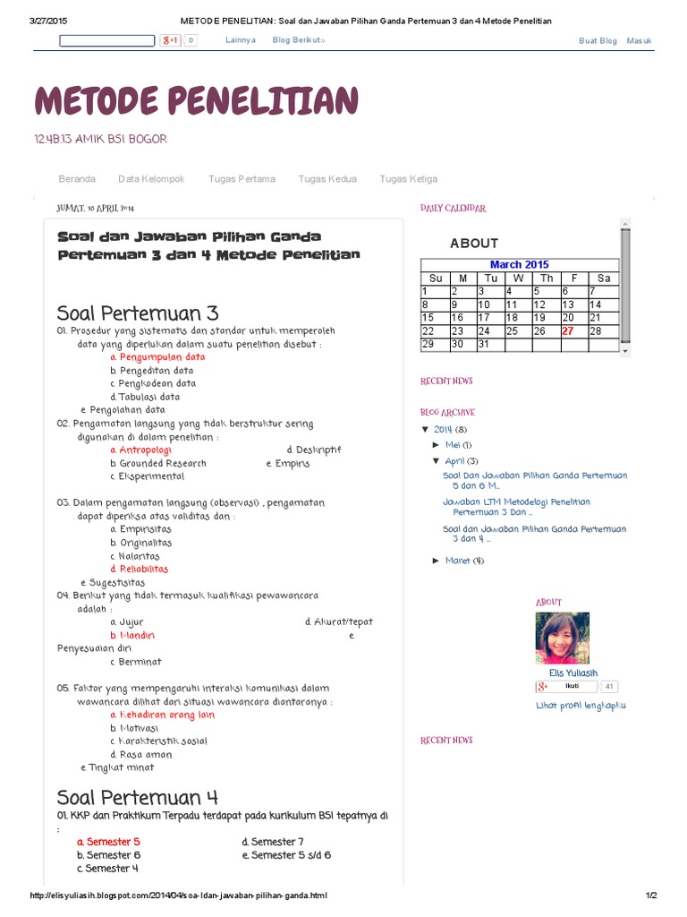 Latihan Soal Pertemuan 9 Ptik Bsi