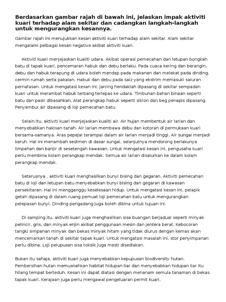 Aktiviti Kuari Kesannya Langkah Mengatasi Pdf