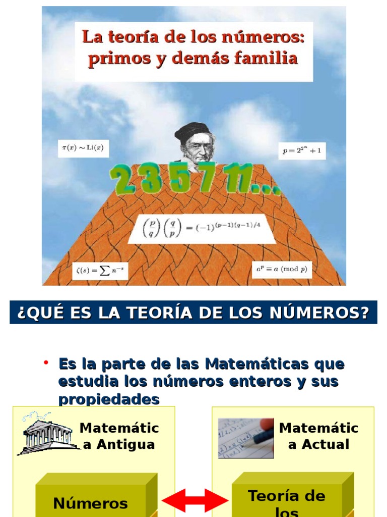 TEORÍA DE LOS NÚMEROS Número primo Matemáticas discretas