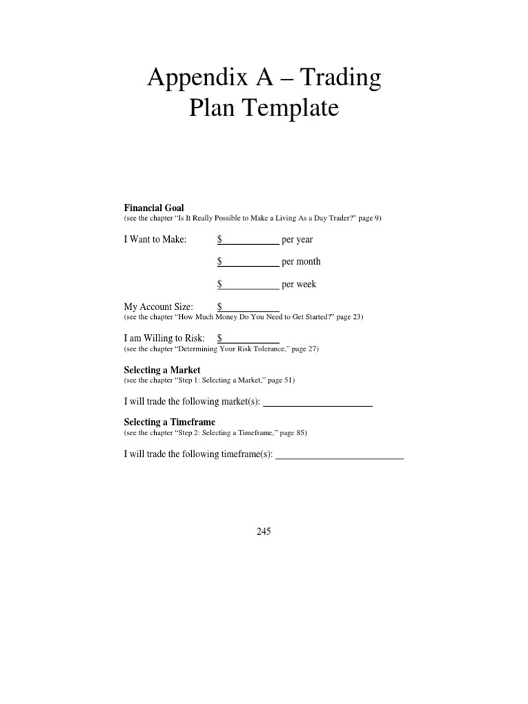 Trading Plan Template for Day Traders | PDF | Business | Finance ...