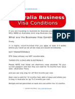 Australia Business Visa Conditions